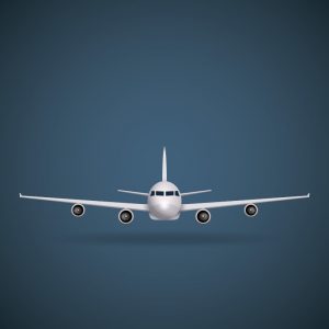 airplane on blue background